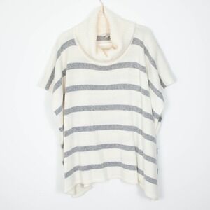 Loft Striped‎ Cowl Neck Oversized Sweater Poncho Womens Size XS/S Quiet Luxury